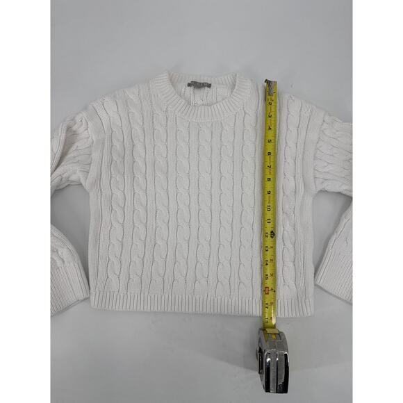 J.Crew Classic Cable Knit Crewneck White Sweater 100% Cotton Size XS - Picture 4 of 6